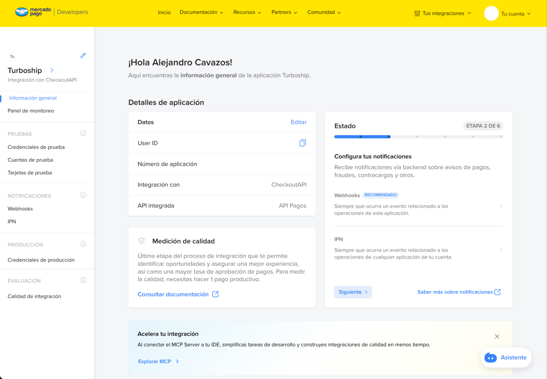 Detalle de la aplicación