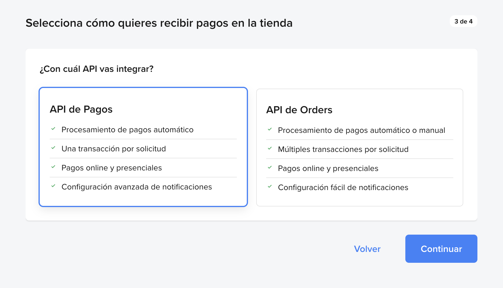 Elegir API de Pagos