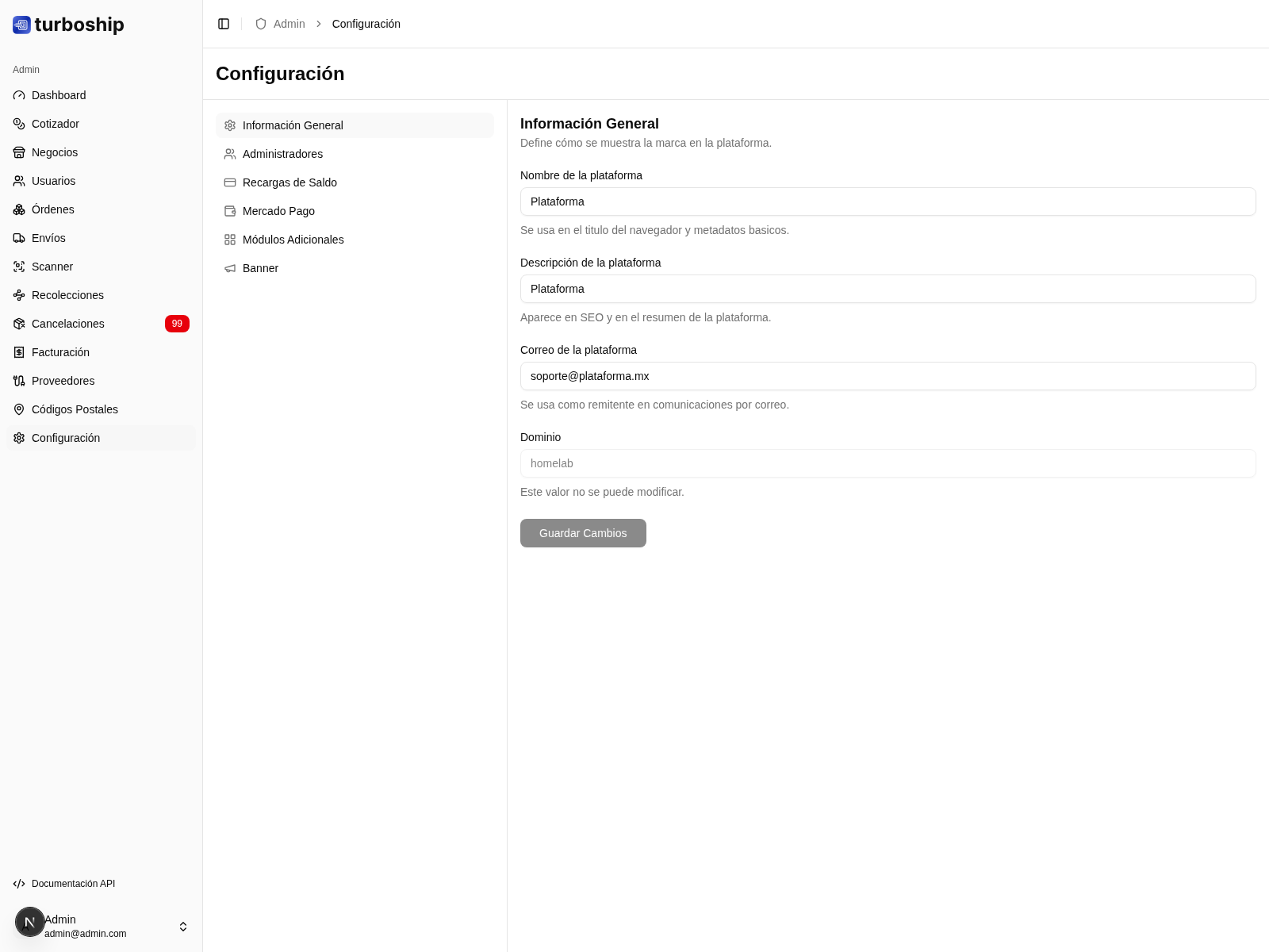 Configuración general
