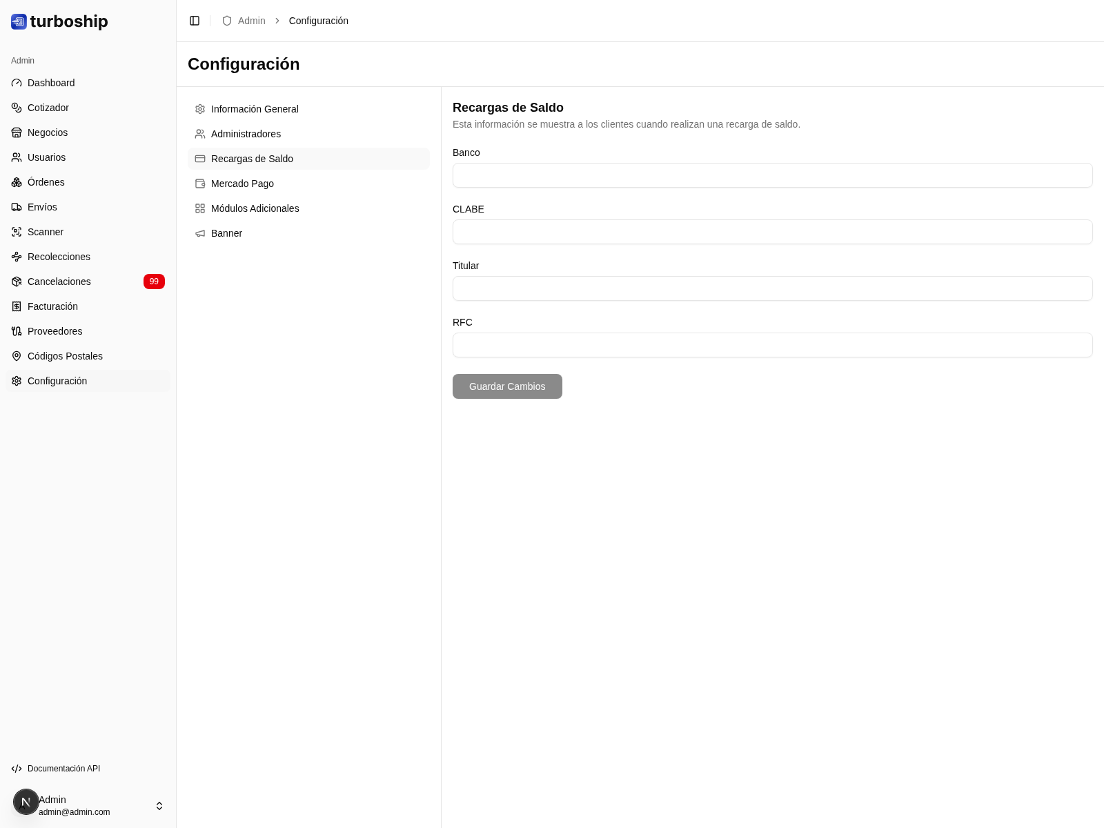 Configuración pagos