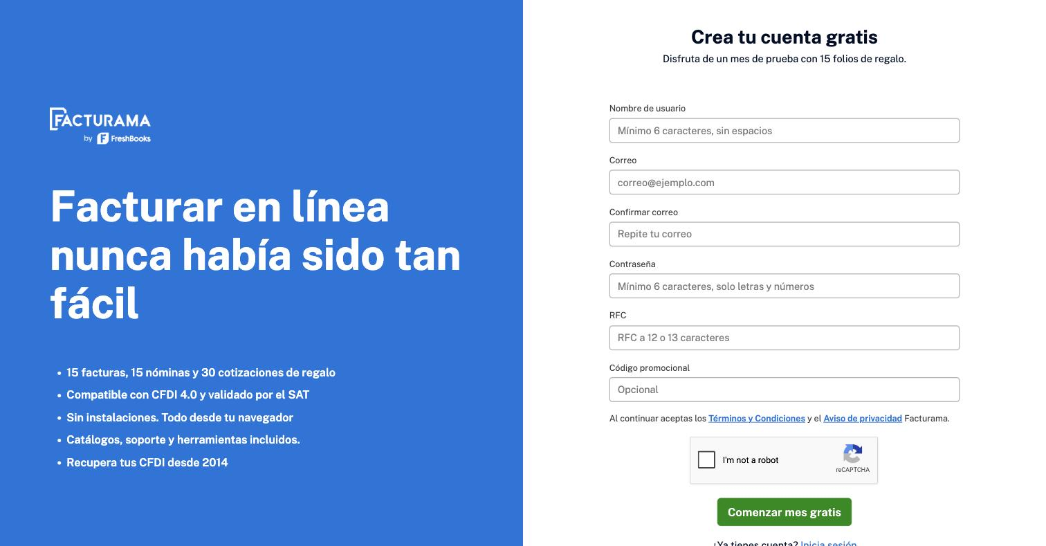 Registro en Facturama